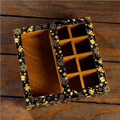 Коробка под 8 конфет + шоколад, с окном, "Олени",17,7 х 17,85 х 3,85 см