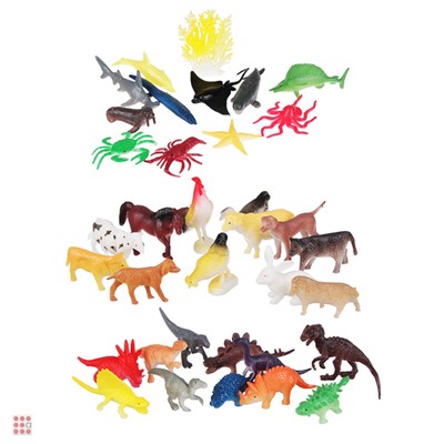 Набор фигурок животных "Зоомир", 12шт, 12,5x17x3см, 3 дизайна