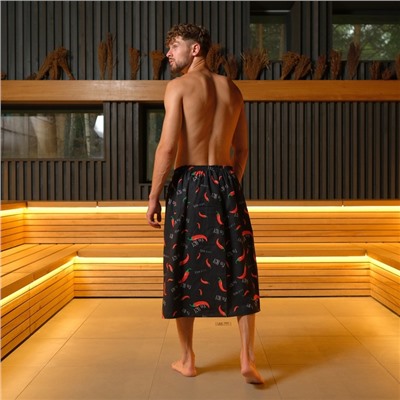 Полотенце для бани "Перчики" мужской килт 75х150 см, 100 % хл, вафельное полотно