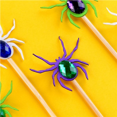 Шпажки «Цветные пауки», в наборе 6 штук, МИКС