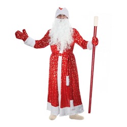 Карнавальный костюм "Дедушка Мороз", шуба с кудрявым мехом, шапка, варежки, борода, р-р 48-50, рост 185 см