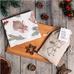Набор в мешочке Этель Christmas bunnies: полотенце 40х73 см, формочки для запекания - 3 шт.