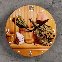 Часы настенные для бани и сауны "Вкусная баня", плавный ход, d=24 см